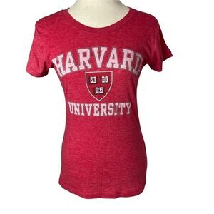 Active Apparel solid Coral Harvard University Short Sleeve Cotton Tee Shirt L